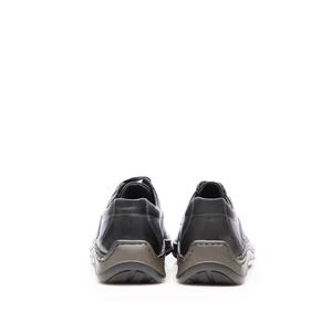 Pantofi casual bărbați din piele naturală, Leofex - 918 Negru Box Presat
