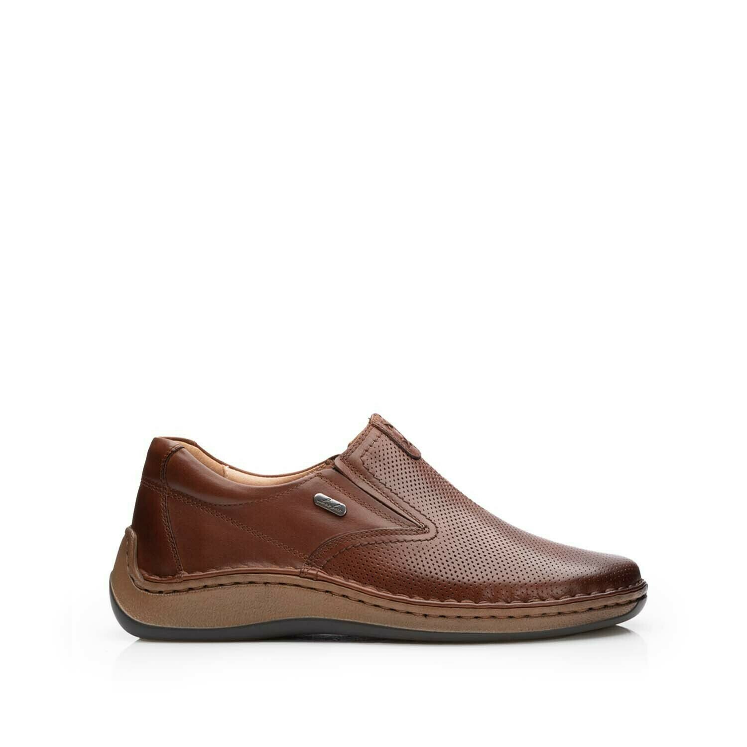 Pantofi casual barbati din piele naturala, Leofex - 919 cognac box presat