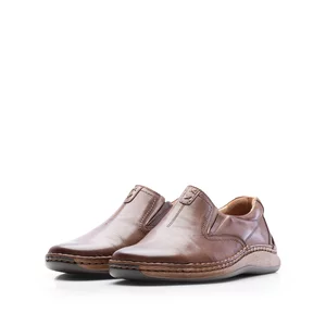 Pantofi casual bărbați din piele naturală, Leofex - 919 Marone Box
