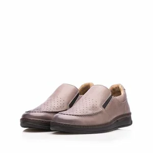 Pantofi casual bărbați din piele naturală, Leofex - 973-1 Gri Box