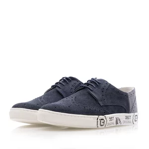 Pantofi casual bărbați din piele naturală,Leofex -  975 Blue+Gri Velur