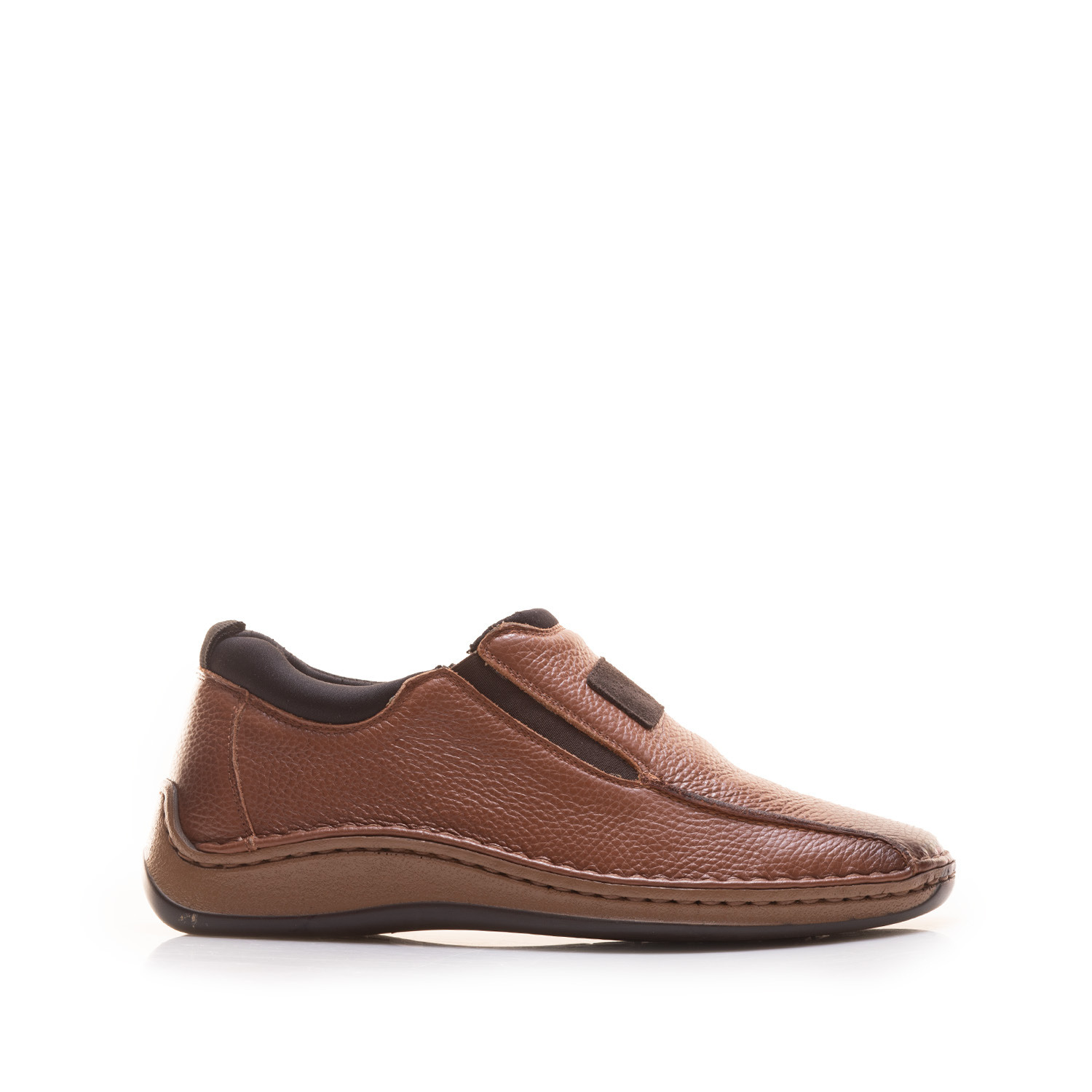 Pantofi casual bărbați din piele naturală, Leofex - 978 Cognac Box Presat