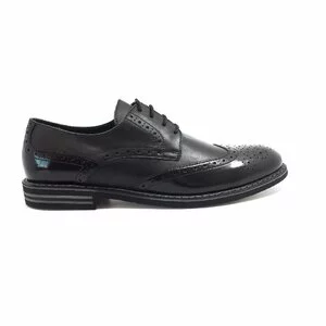 Pantofi casual barbati din piele naturala, Leofex - 979 negru box+lac