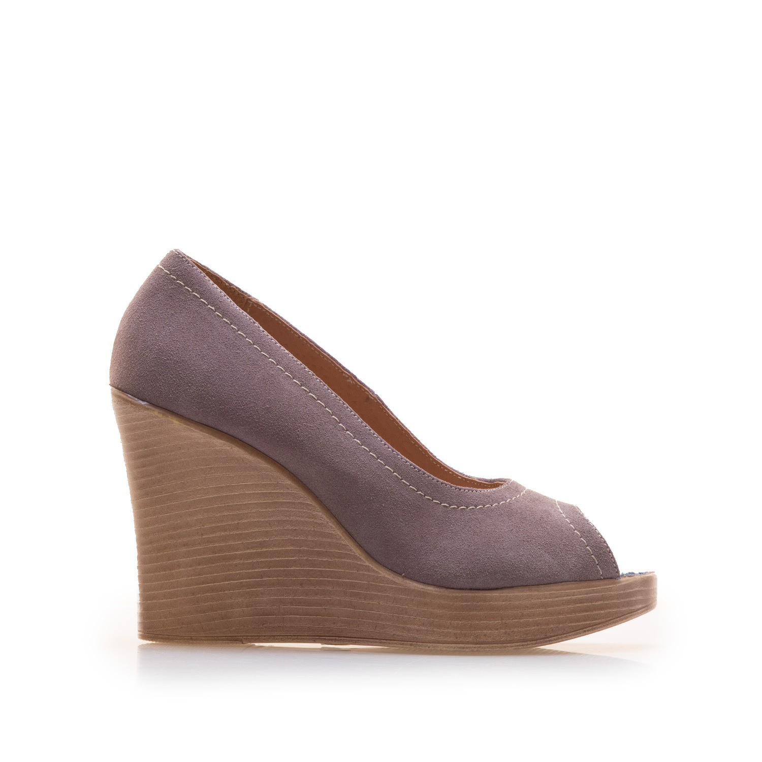 Pantofi casual cu platforma dama din piele naturala- 531 Mov Velur