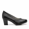 Pantofi casual cu toc dama de piele naturala - 422 negru Box Lac