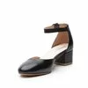 Pantofi casual cu toc damă de piele naturală, Leofex - 221 Negru box