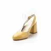 Pantofi casual cu toc dama, decupati din piele naturala, Leofex - 254 galben box