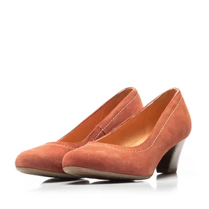 Pantofi casual cu toc dama din piele naturala - 022 bordo velur