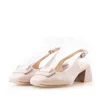 Pantofi casual cu toc damă, din piele naturală - 3508 Nude Box