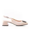 Pantofi casual cu toc damă, din piele naturală - 3509 Nude Box