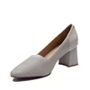 Pantofi casual cu toc damă din piele naturală - 3519 Taupe Închis Box Perforat