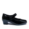 Pantofi casual cu toc damă, din piele naturală - 4397 Negru Lac