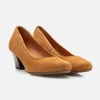 Pantofi casual cu toc dama din piele naturala - 022 cognac velur