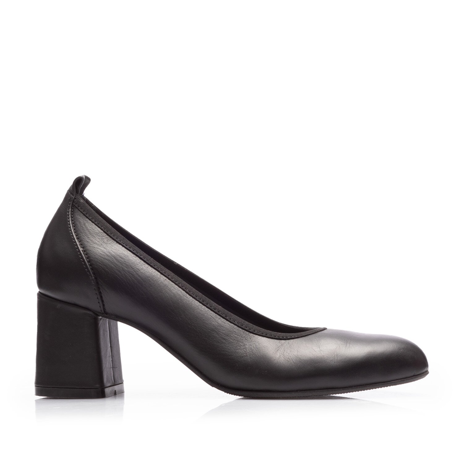 Pantofi casual cu toc dama din piele naturala Leofex - 231-1 Negru Box