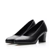 Pantofi casual cu toc damă din piele naturală, Leofex - 231-1 Negru Box