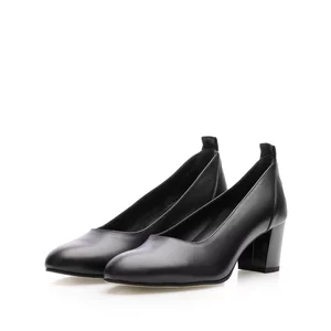 Pantofi casual cu toc damă din piele naturală Leofex - 231-3 Negru Box