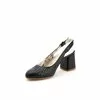 Pantofi casual cu toc dama, perforati si decupati la spate din piele naturala, Leofex - 247 negru  box