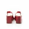 Pantofi casual cu toc damă, perforaţi si decupaţi la spate din piele naturală, Leofex- 247 roşu box