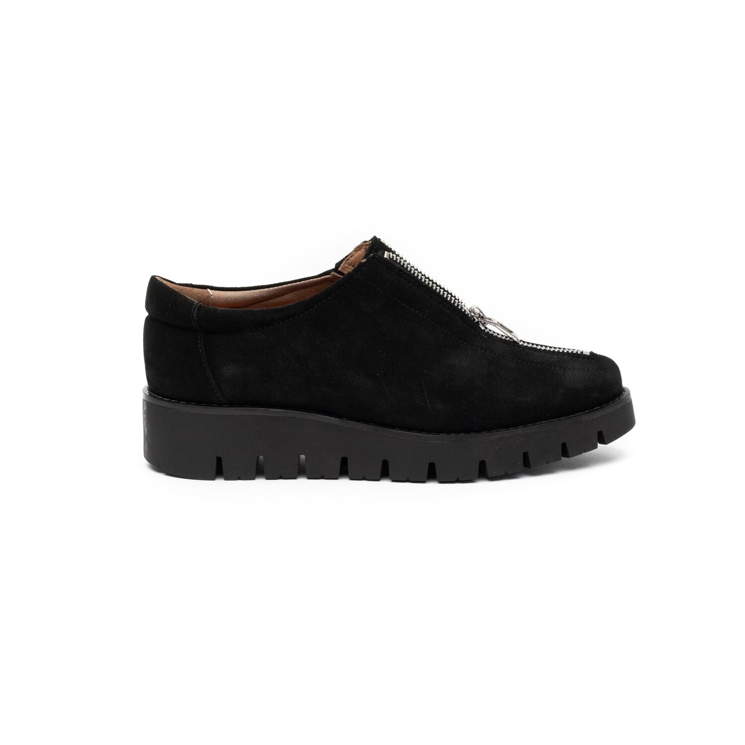 Pantofi casual dama cu fermoar din piele naturala,Leofex - 285 Negru velur