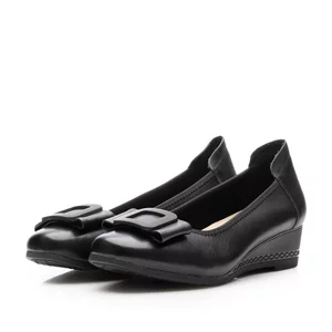 Pantofi  casual damă cu platformă din piele naturală - 4409 Negru Box