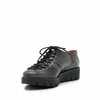 Pantofi casual dama cu siret pana in varf din piele naturala, Leofex- 194 Negru gri box