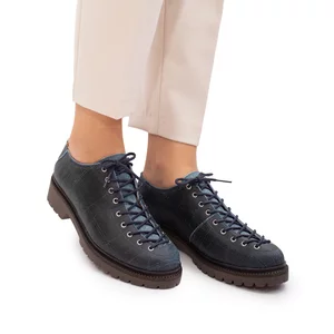 Pantofi casual dama cu siret pana in varf Leofex - 561 Navy+Blue box