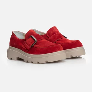 Pantofi casual dama din piele naturala - 1190 Rosu Velur