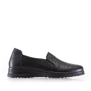 Pantofi casual damă din piele naturală - 2001 Negru Box Perforat