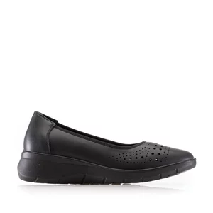 Pantofi casual damă din piele naturală - 2003 Negru Box Perforat