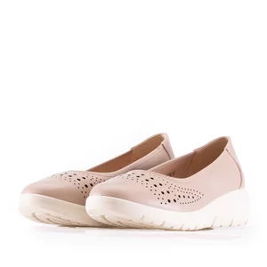 Pantofi casual damă din piele naturală - 2003 Taupe Box Perforat