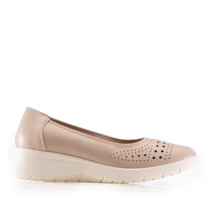 Pantofi casual damă din piele naturală - 2003 Taupe Box Perforat