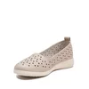 Pantofi casual damă din piele naturală - 2008 Bej Box Perforat