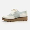 Pantofi casual dama din piele naturala, Leofex - 012-1 Alb Turquoise Box