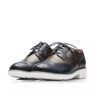 Pantofi casual damă din piele naturală,Leofex - 012-2 Blue Închis Box