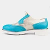 Pantofi casual dama din piele naturala,Leofex - 012-2 Turquoise Auriu Box