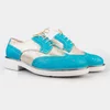 Pantofi casual dama din piele naturala,Leofex - 012-2 Turquoise Auriu Box