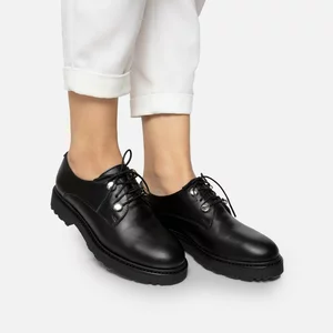 Pantofi casual dama din piele naturala,Leofex - 020 Negru Box