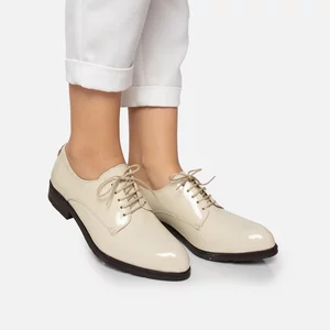 Pantofi casual dama din piele naturala, Leofex - 021 Bej Lac