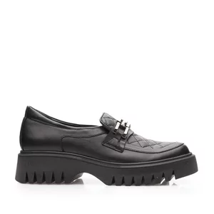 Pantofi casual damă din piele naturală, Leofex - 024-1 Negru Box