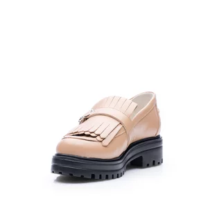 Pantofi casual damă din piele naturală, Leofex - 026 Cappuccino Box