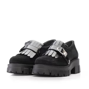 Pantofi casual damă din piele naturală, Leofex - 026 Negru Naplac Velur