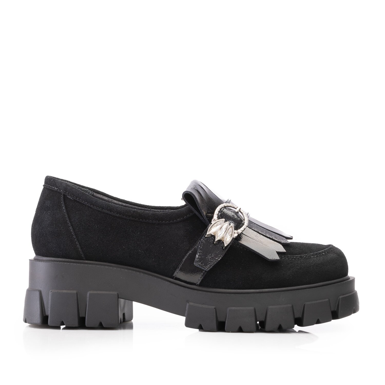 Pantofi casual damă din piele naturală, Leofex - 026 Negru Naplac Velur