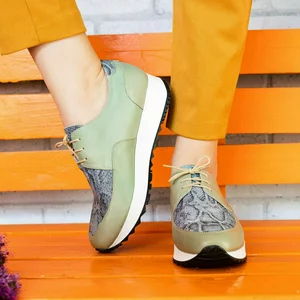 Pantofi casual dama din piele naturala,Leofex - 030 Verde Argintiu Box