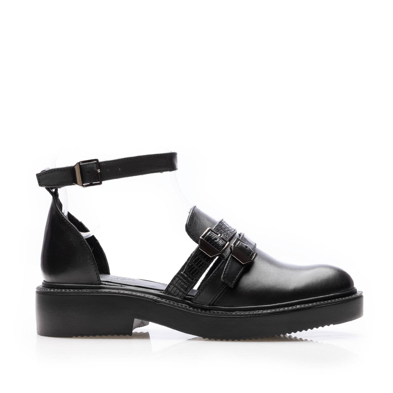 Pantofi casual damă din piele naturală, Leofex - 040 Negru Box