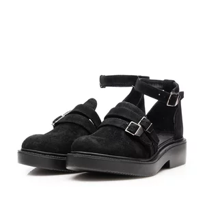 Pantofi casual damă din piele naturală,Leofex - 040 Negru Velur