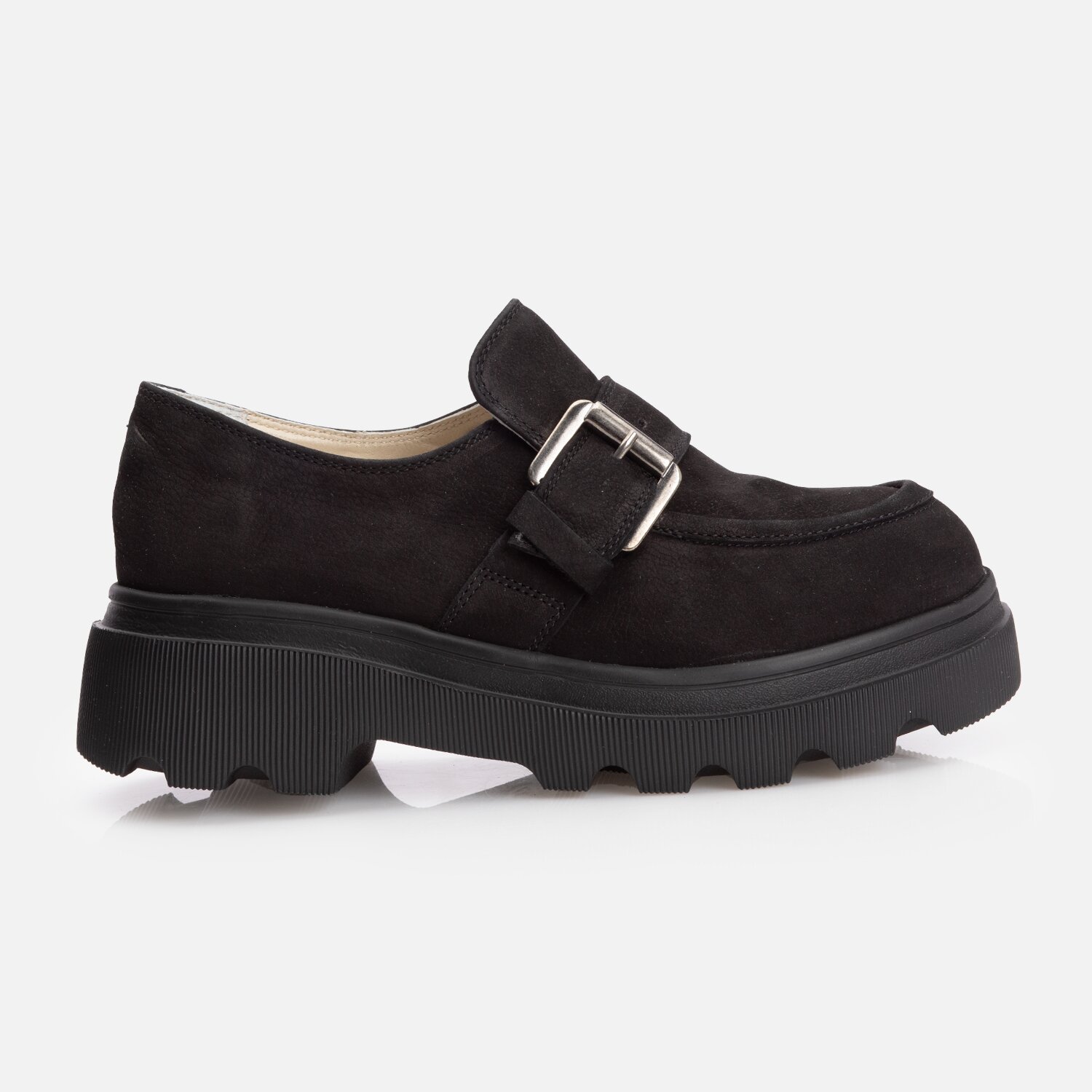 Pantofi casual dama din piele naturala - 1190 Negru Nabuc