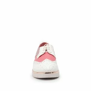 Pantofi casual dama din piele naturala, Leofex - 173 Alb roz cu roz sidef
