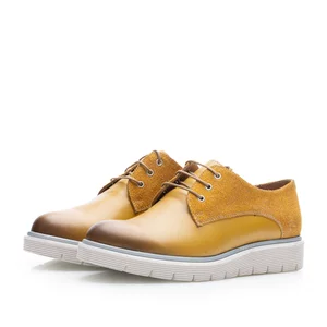 Pantofi casual damă din piele naturală,Leofex - 312 Galben Sclipici Box