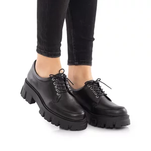 Pantofi casual damă din piele naturală,Leofex - 315 Negru box
