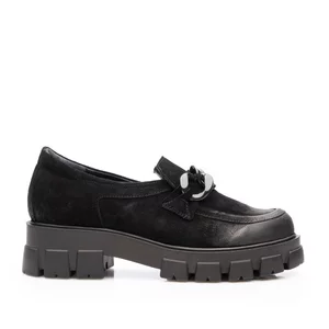 Pantofi casual damă din piele naturală,Leofex - 316-1 Negru Velur